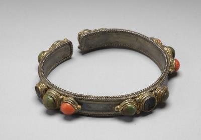 图片[3]-Silver bracelet with coral and turquoise inlay, Qianlong reign (1736-1795), Qing dynasty-China Archive